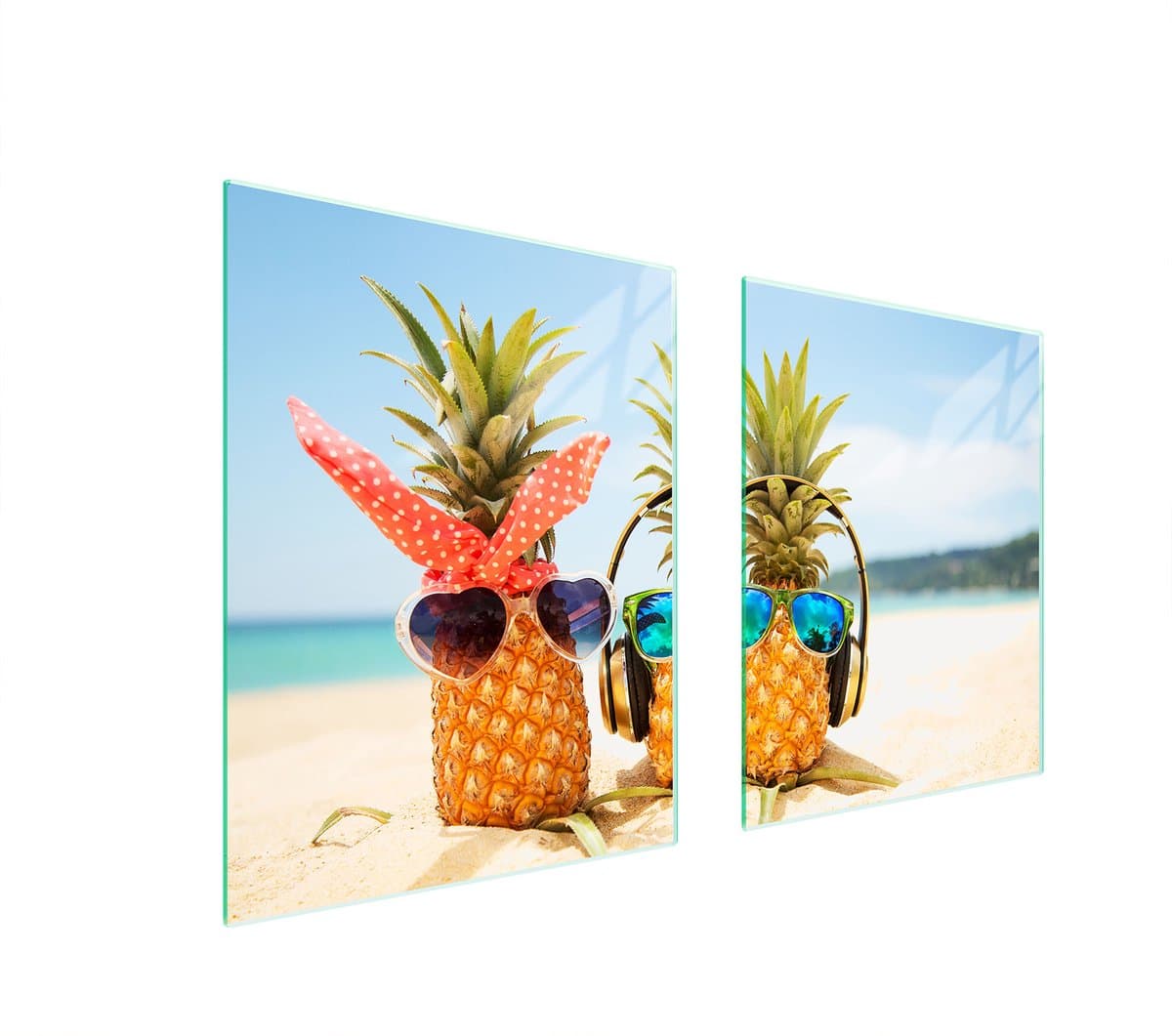 TMK ArtDeko Ananas Serie - Glazen Beschermplaat voor Fornuis - 85x52cm - Roze - Gehard Glas - Anti-Bacterieel
