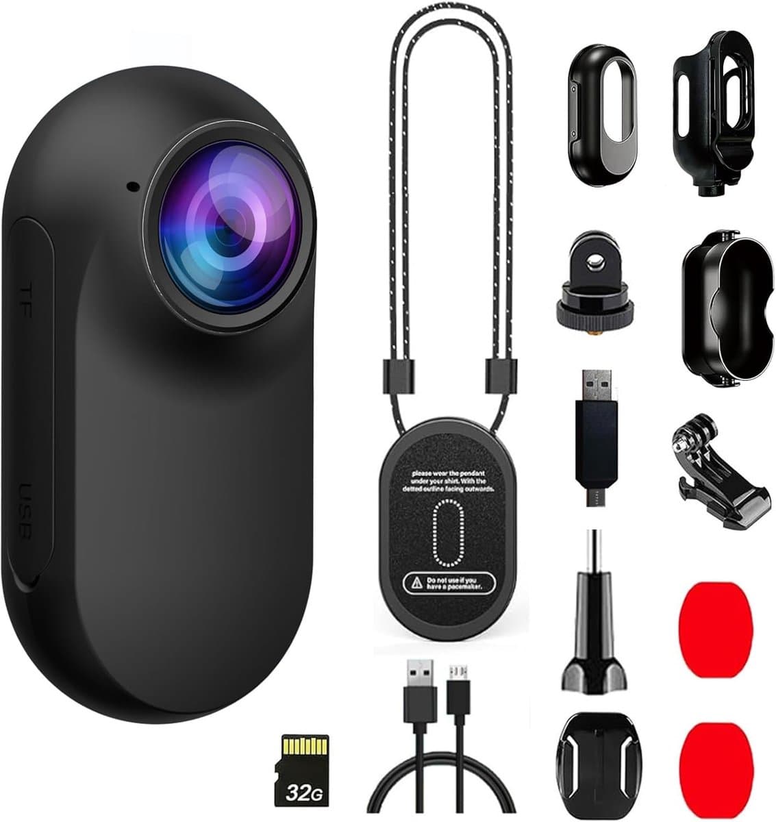 Mini Body Cam - Actiecamera Helmcamera - Vloggen en vastleggen - Lichtgewicht ontwerp - 3.2 x 2.1 cm - Zwart