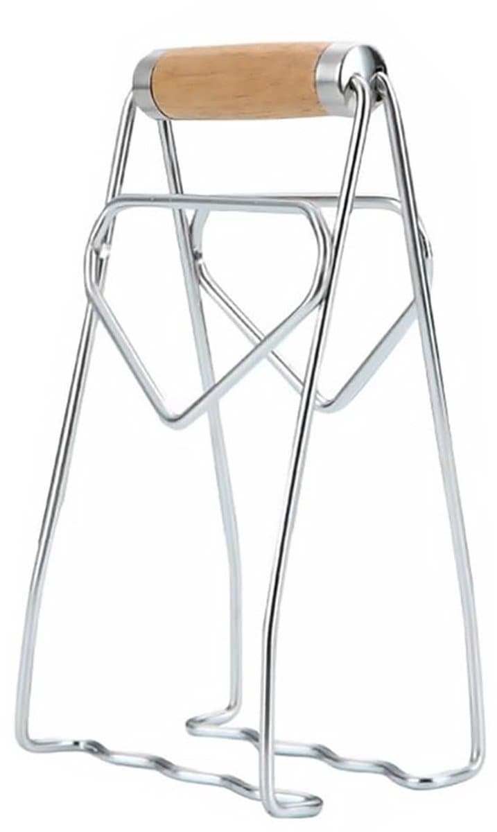 Dailygoods- Tabletclip met Hittebestendige Bescherming - Anti-Verbranding Serviesclip - Roestvrij Staal - Houten Handvat - Antislip - Multifunctioneel Keukenhulpmiddel