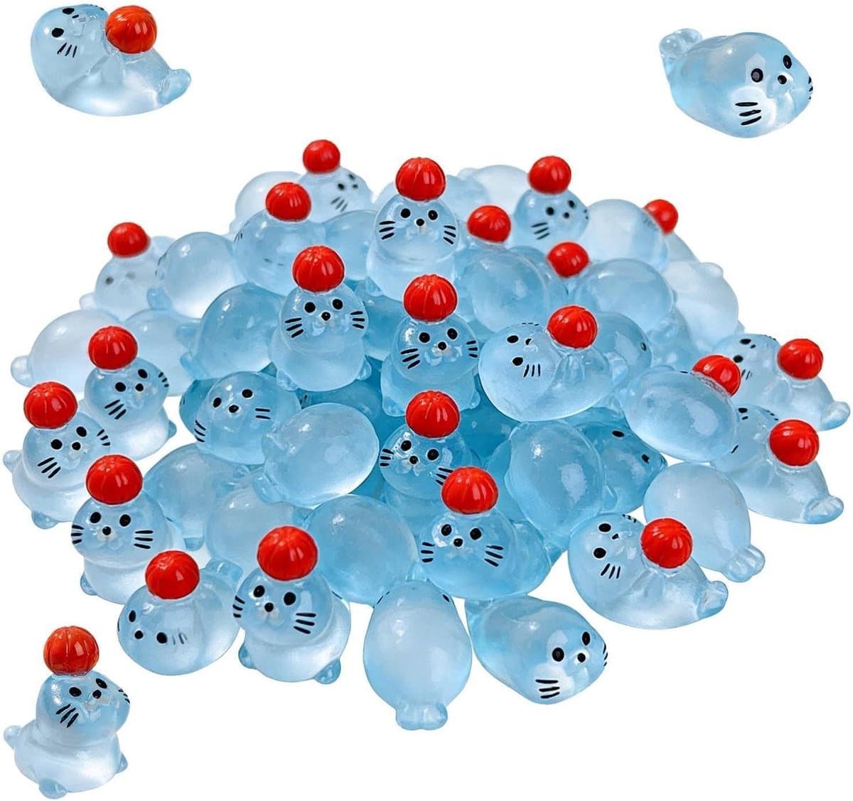 Hars Dieren Figuurtjes - Miniatuur Zeehonden - Decoratie Creëren - Glow in the Dark - 60 stuks - Enkel attribuut