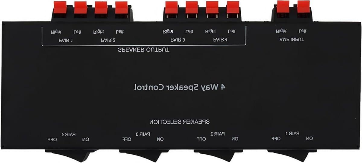 Luidspreker Keuzeschakelaar - Audio Hub - Meerdere Zones - 4 Kanaals Schakelen - Tot 200W - Zwart