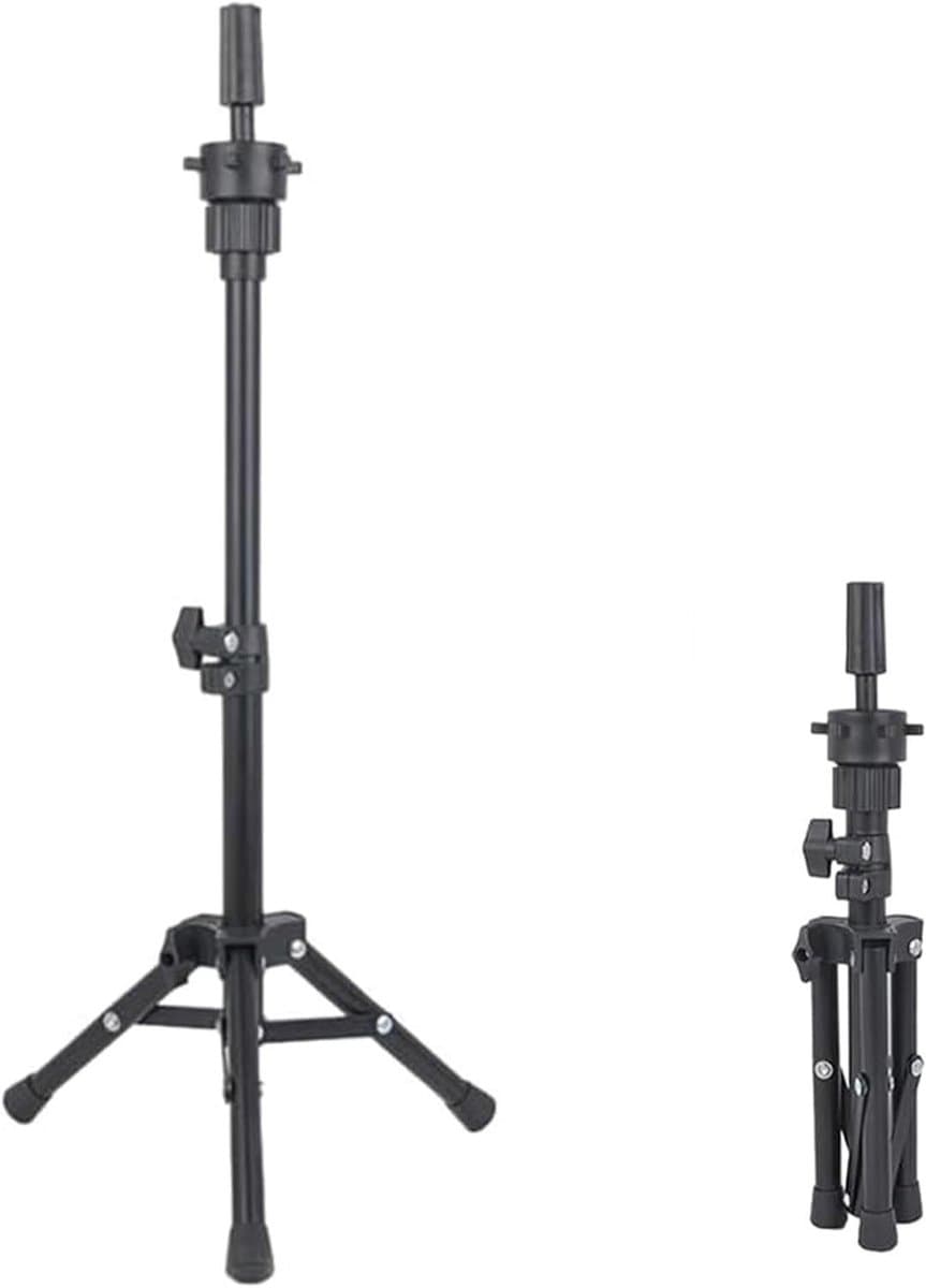 Pruik Stand - Pruik Hoofd Statief - Haar Training - Verstelbaar Statief - 37-57 cm - Zwart