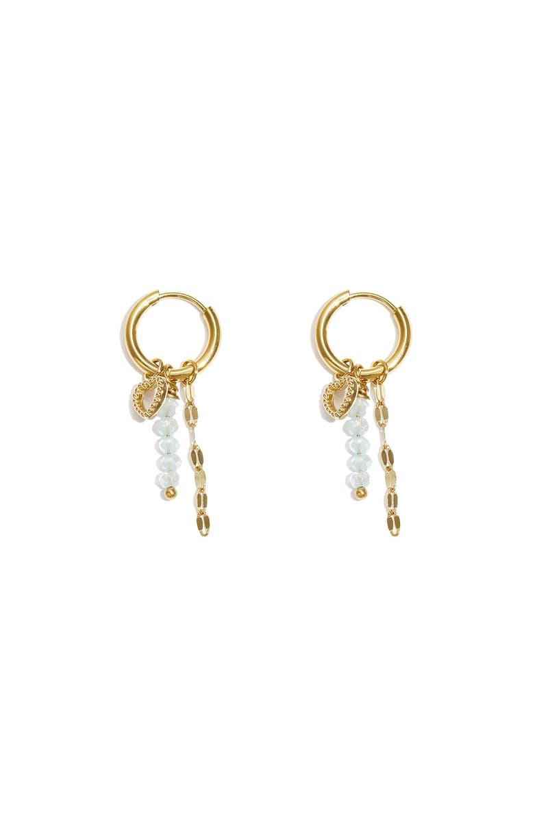 Love on top charm oorbellen - blauw/goud