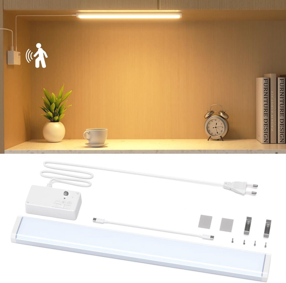 Dimbare LED Onderbouwlamp 42 cm met Bewegingsmelder - Kastverlichting voor Keukens, Bureaus en Kasten