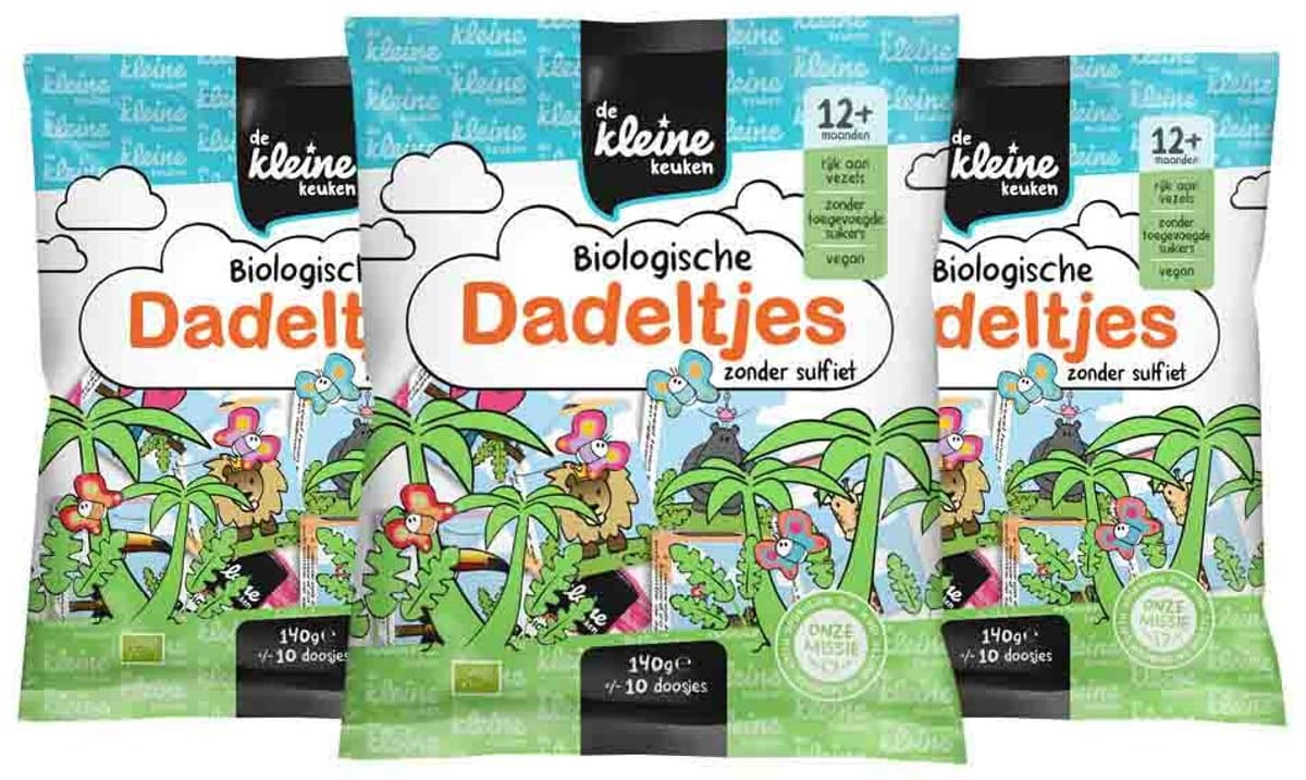 de Kleine Keuken - Bio Dadeltjes - 3 x 140 gr - Voordeelverpakking