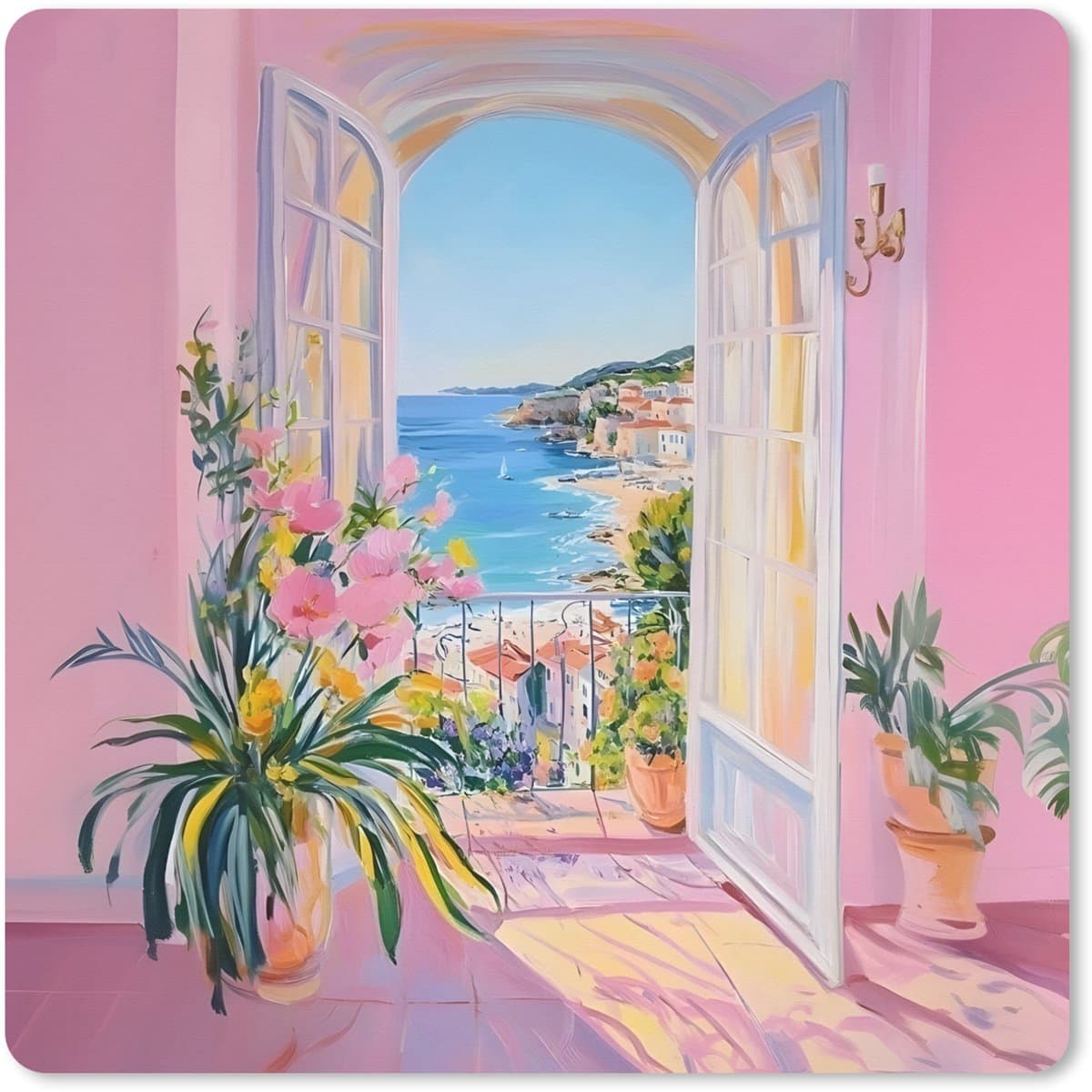 Muismat XXL 40x40 cm - Bureau onderlegger - Bureau mat Roze - Buiten - Verf - Bureaumat - Gaming mousepad xl - Bureaulegger groot - Computer deskmat