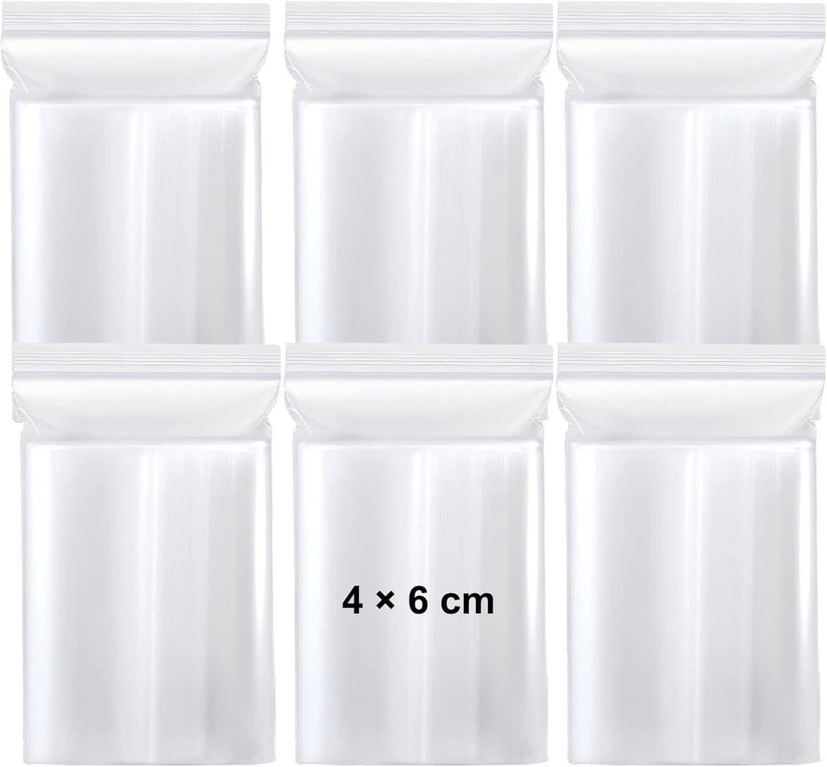 600 stuks hersluitbare zakjes 4 x 6 cm - kleine plastic zakjes met rits - transparante opbergzakjes voor knutselen en organisatie
