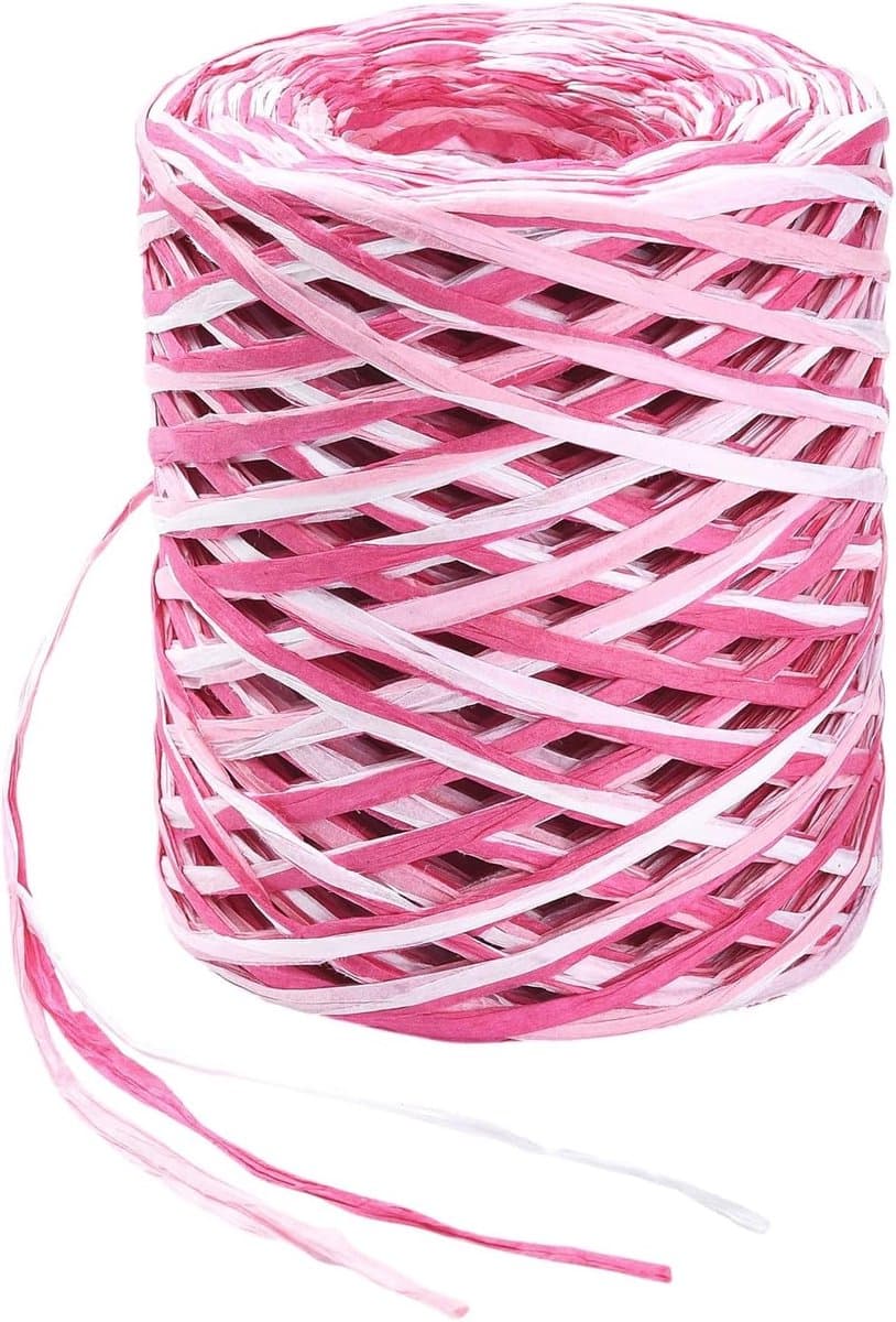 150 m Raffia Papier Linten Roze Raffia Lint 5Mm Segment Geverfd Inpakpapier Touw Voor Gift Verpakking Party Thuis Weven Ambachten
