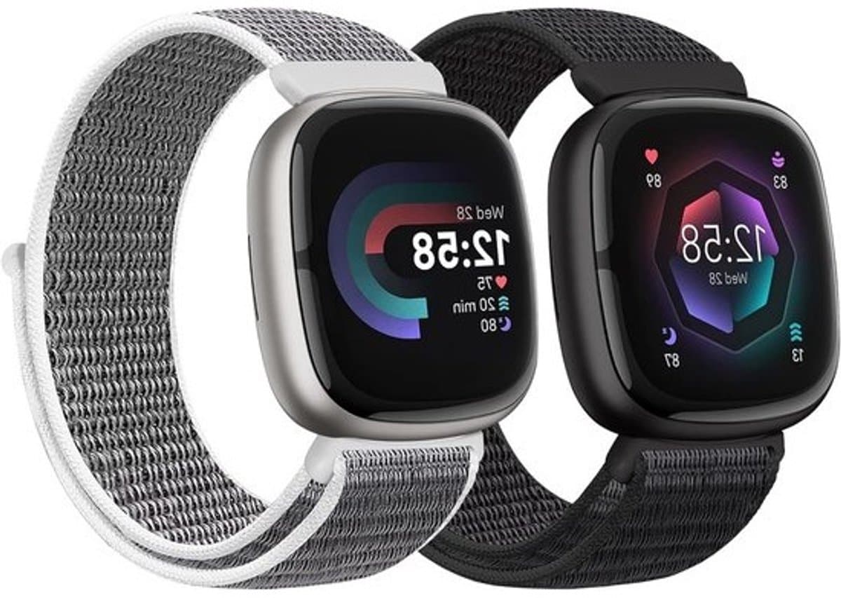 Zachte en Ademende Nylon Sportband voor Fitbit Versa 3 en Fitbit Sense, Verstelbare Vervangband voor Dames en Heren