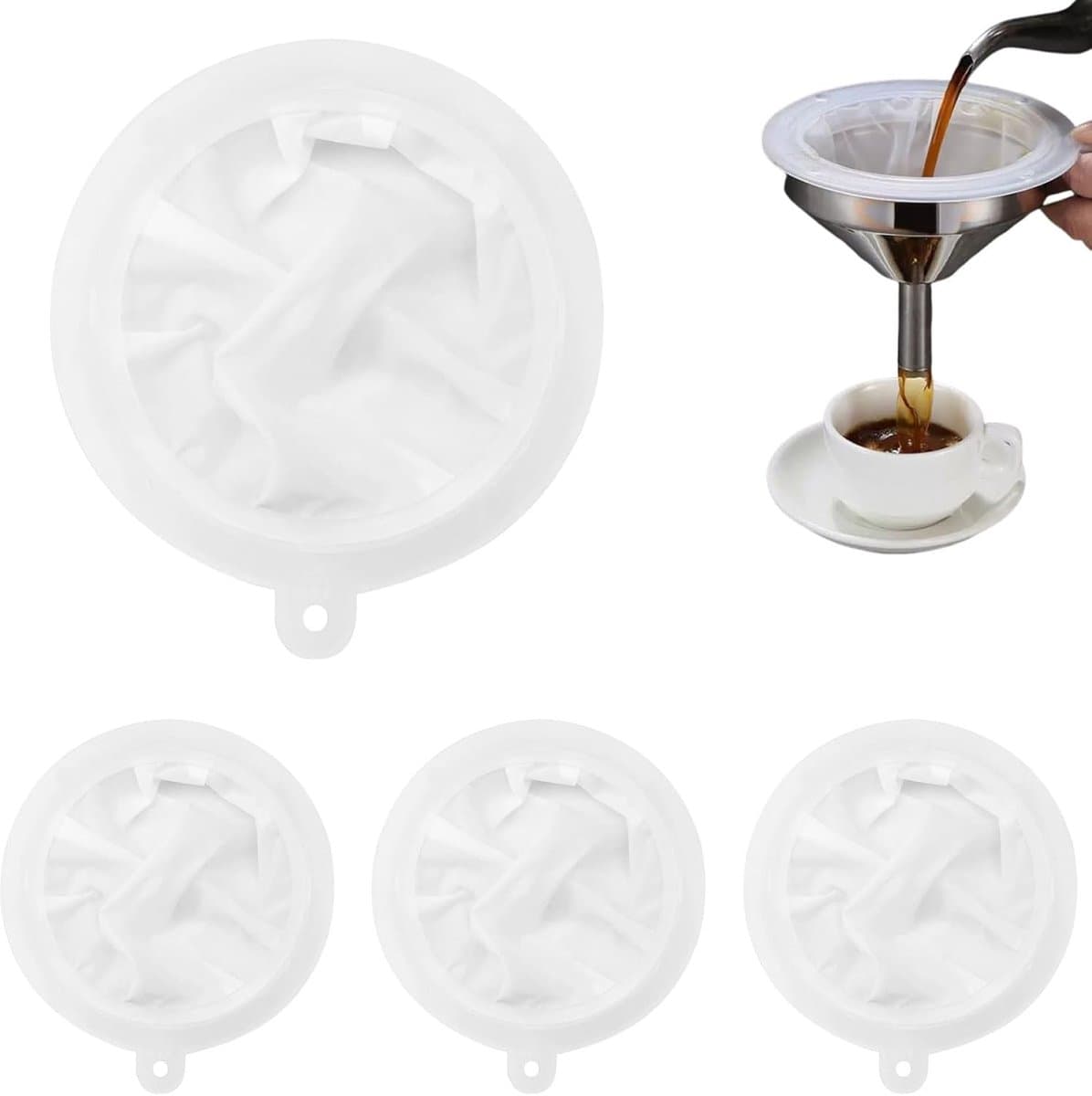 4 stuks voedselfilter 13 cm fijne zeef nylon trechter filter 200 300 400 450 mesh jamfilter fijne zeef met gaaszeef, keuken voor sap, wijn, koffie, melk