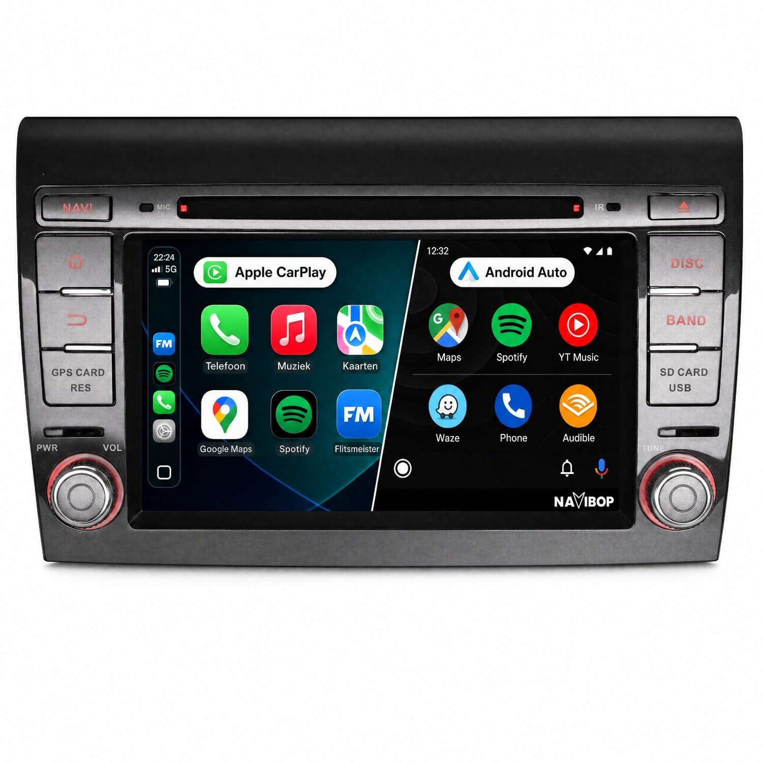 Navibop Autoradio geschikt voor Fiat Bravo 2006 t/m 2017 - Draadloos Apple CarPlay & Android Auto - 9 inch touchscreen - Android 15 - 2GB/64GB - Navigatie - Bluetooth - DAB+ ready - 2 din - 2006 2007 2008 2009 2010 2011 2012 2013 2014 2015 2016 2017