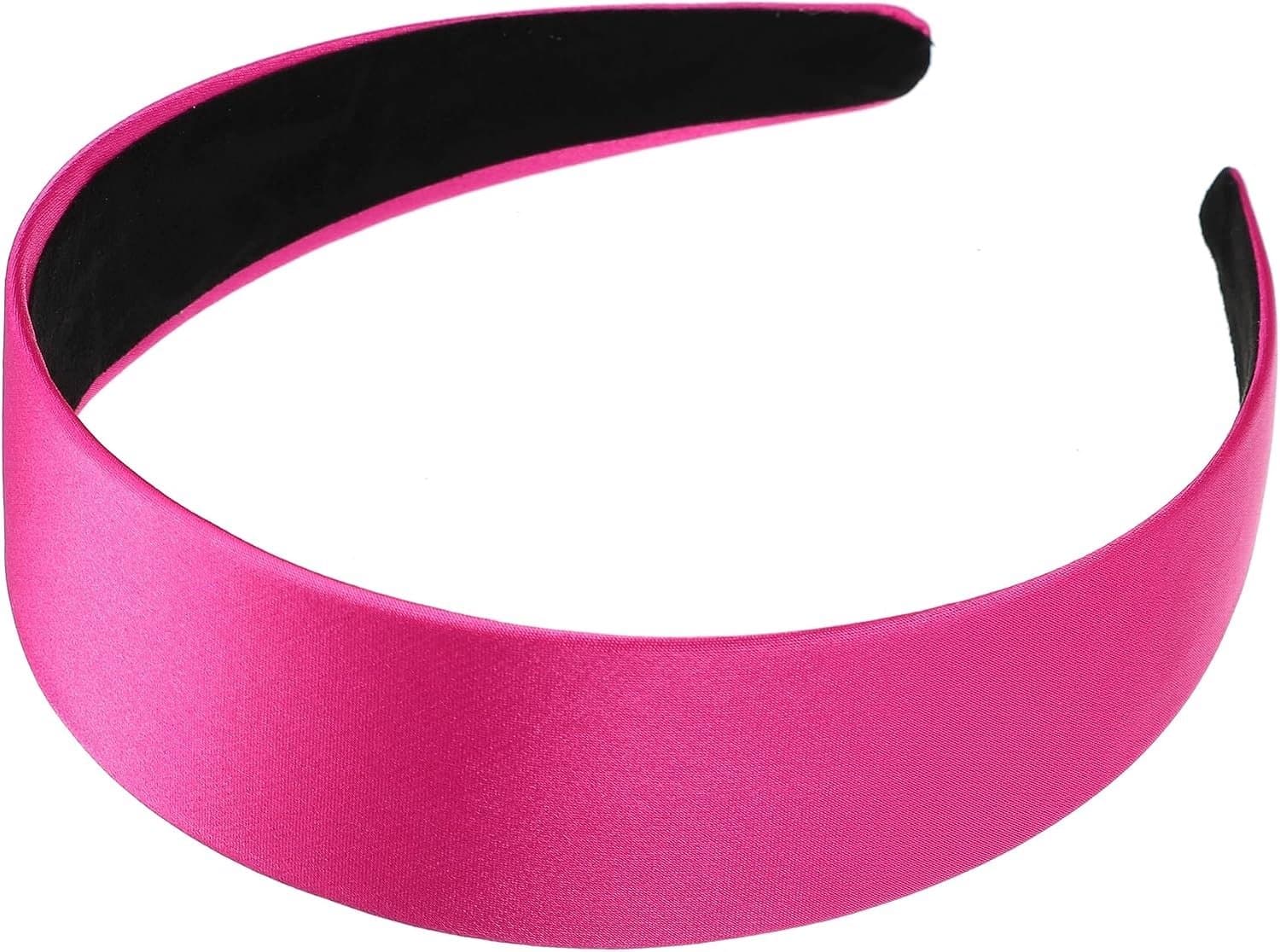 Brede satijnen hoofdband 4cm - Rozenrood
