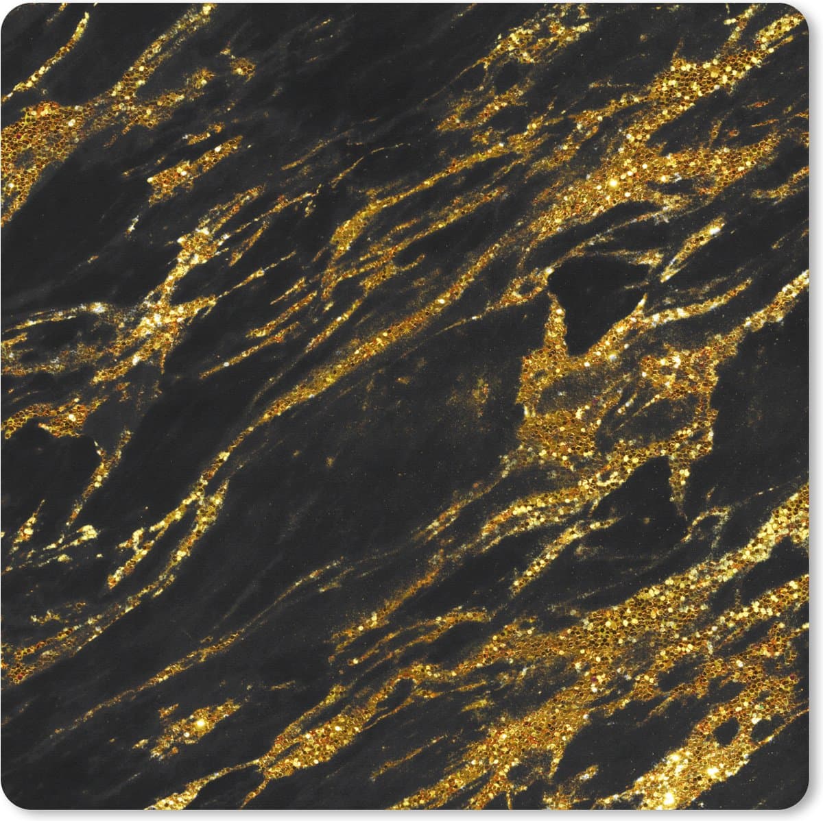 Muismat XXL 60x60 cm - Bureau onderlegger - Bureau mat Marmer - Goud - Zwart - Vlekken - Bureaumat - Gaming mousepad xl - Bureaulegger groot - Computer deskmat
