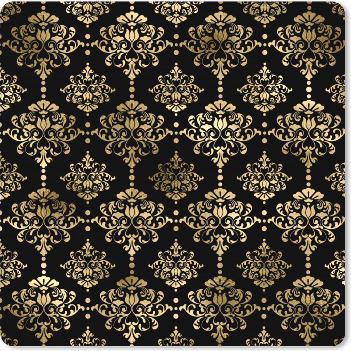 Muismat XXL 80x80 cm - Bureau onderlegger - Bureau mat Patronen - Barok - Goud - Zwart - Bureaumat - Gaming mousepad xl - Bureaulegger groot - Computer deskmat
