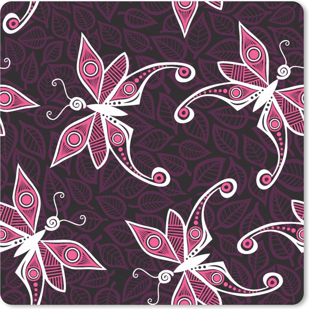 Muismat XXL 60x60 cm - Bureau onderlegger - Bureau mat Vlinders - Patronen - Roze - Bureaumat - Gaming mousepad xl - Bureaulegger groot - Computer deskmat