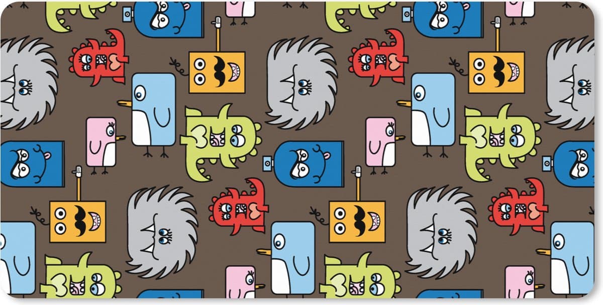 Muismat XXL 90x45 cm - Bureau onderlegger - Bureau mat Patronen - Monster - Dieren - Jongens - Kinderen - Kids - Bureaumat - Gaming mousepad xl - Bureaulegger groot - Computer deskmat