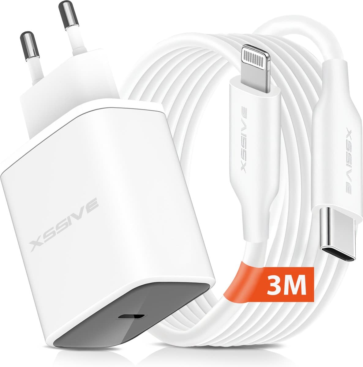 Snellader Geschikt voor Apple iPhone, Airpods en iPad - Met 3 Meter Oplader Kabel - Origineel Xssive