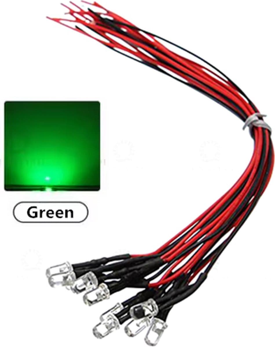Knipper Led 3mm Blinking met kabel 12V - 10 stuks - kleur groen