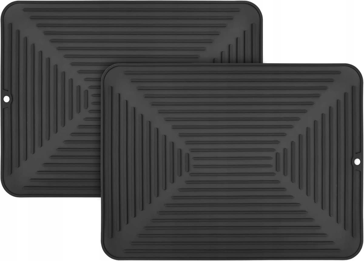 Siliconen Afdruipmat Zwart 40x30cm - Keuken Droogrek