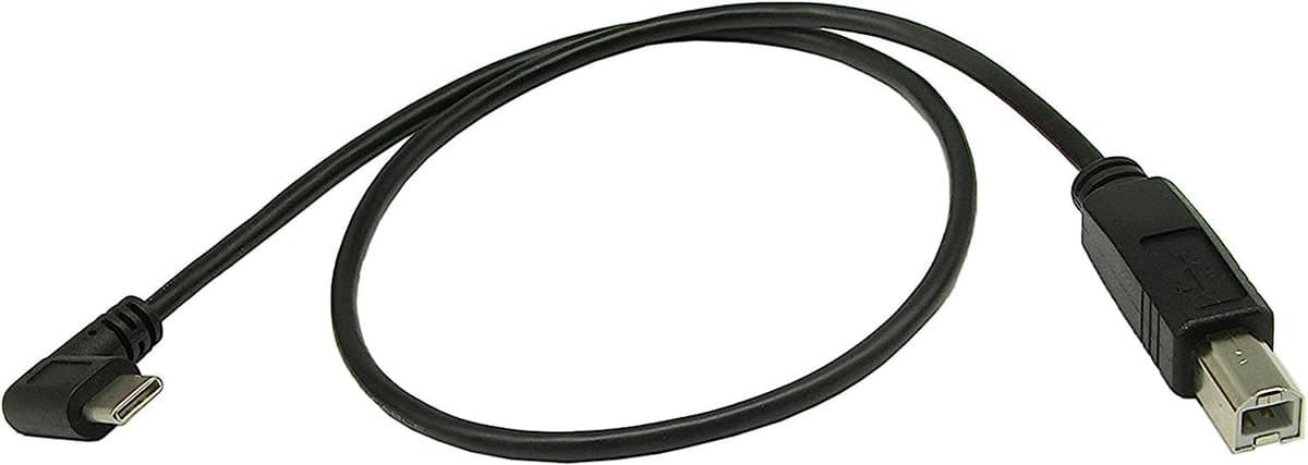 Printer Cable, Type C, 90° Right Angle, USB 2.0 C (USB-C) to Printer Scanner Cable, Type B (USB-B), 18" - ShopVlot