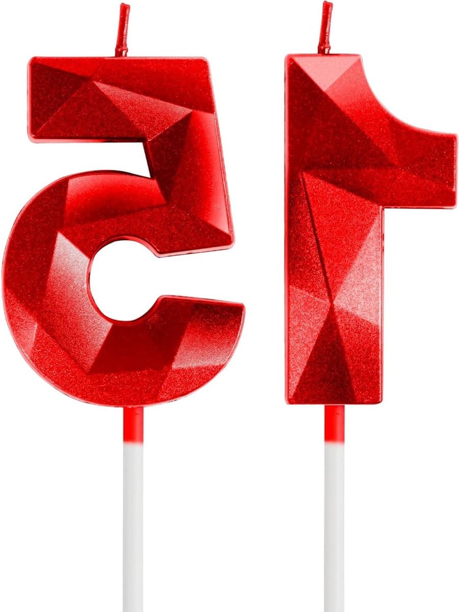3D Rode Verjaardagskaarsen met Cijfers 15 voor Taartdecoratie, Verjaardagsfeest, Feestelijke Decoratie voor Mannen en Vrouwen, Jubilea
