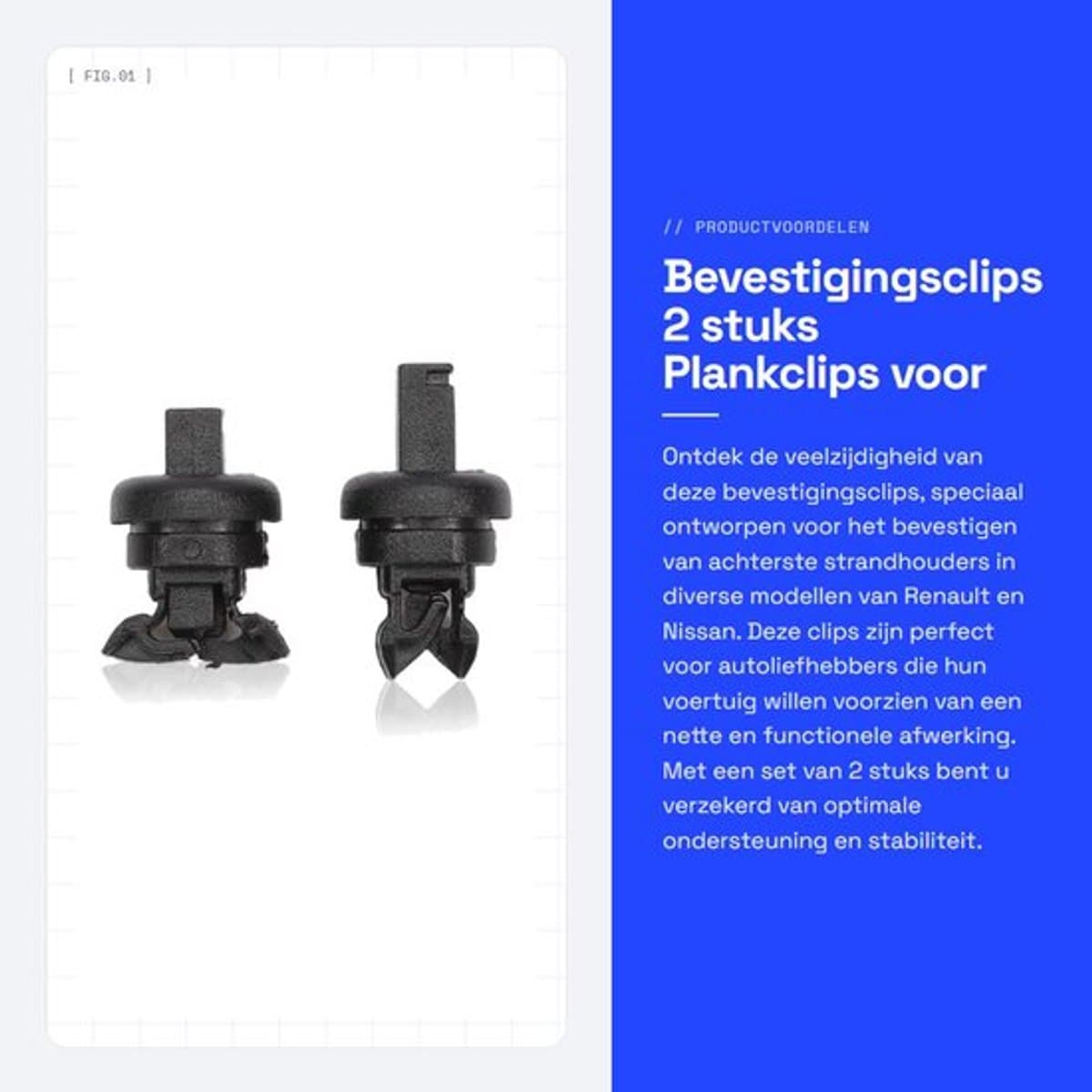 Bevestigingsclips 2 Stuks - Compatibel met Renault en Nissan - OEM 1606854680 - Plankclips - Achtertablet - Geschikt voor meerdere modellen