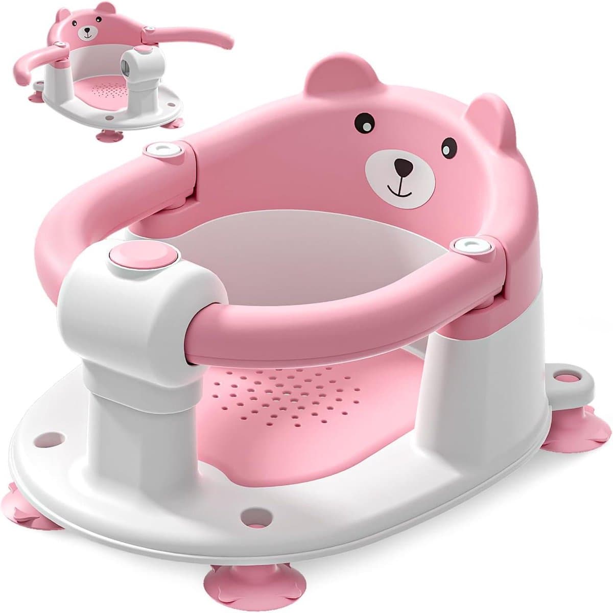 Baby Badzitje - Zitje Babybad - Veilig Baden - Opklapbare Armleuningen - Vanaf 6 Maanden - Roze