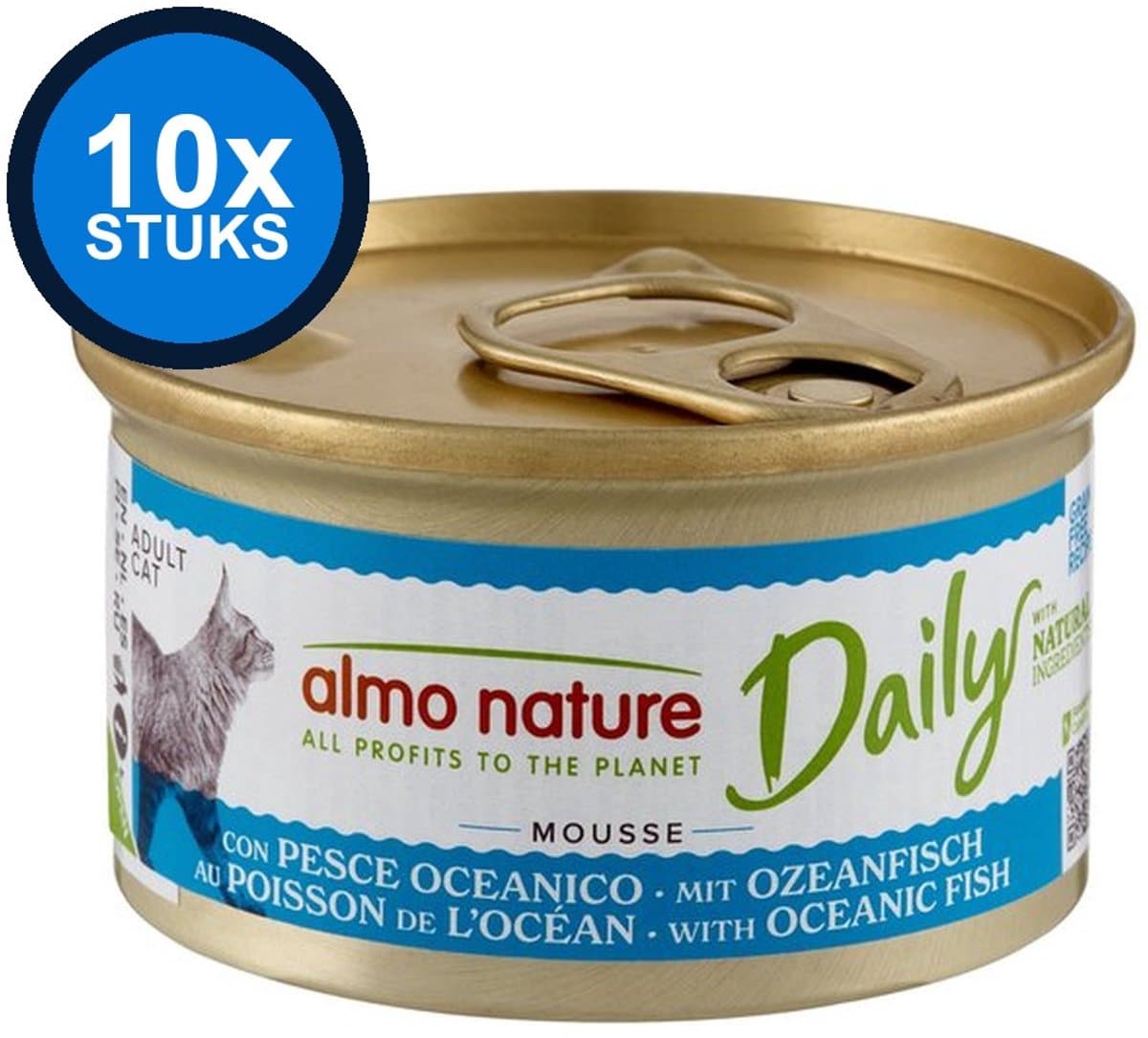 10x Almo Nature Daily Mousse - Oceaanvis - Kattenvoer Natvoer - 85g