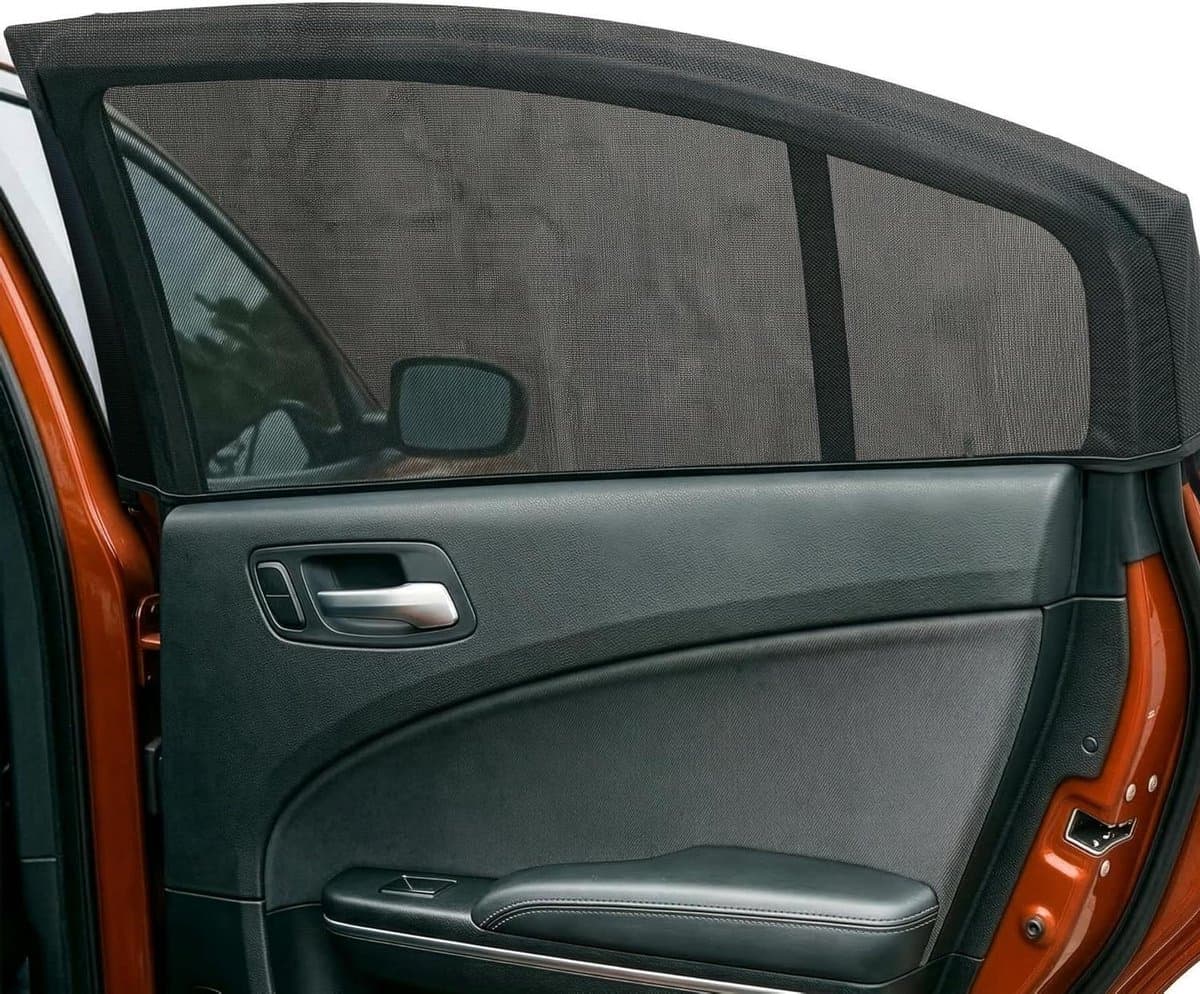 Zonwering Auto Zijruit - Zonnescherm Set - Bescherming Tegen Zon - Blokkeert UV Stralen - Universele Pasvorm - Zwart