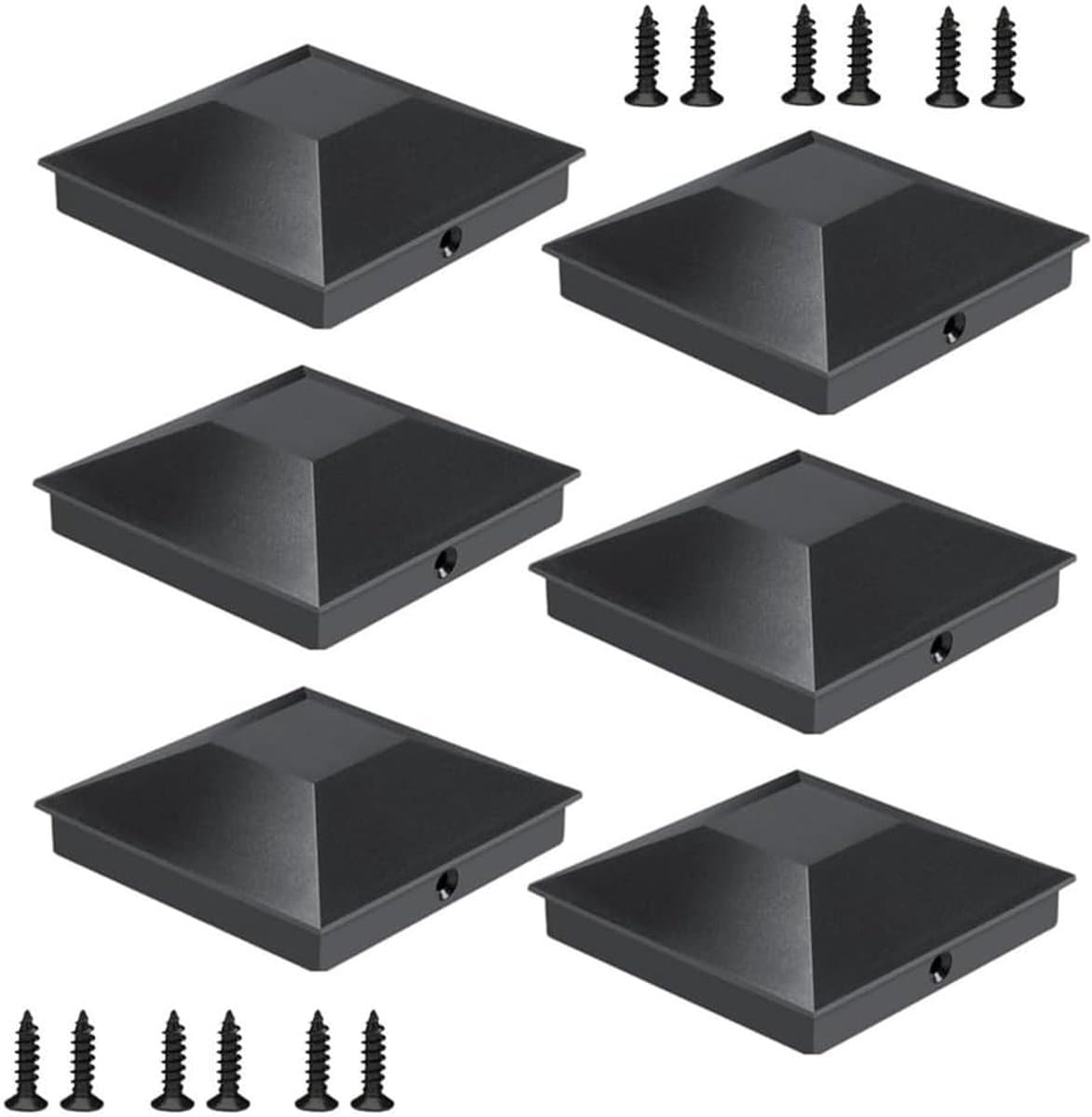 Piramide Post Caps voor 4 x 4 Houten Palen - Set van 6 - Ideaal voor Hekken, Terrassen en Hallen