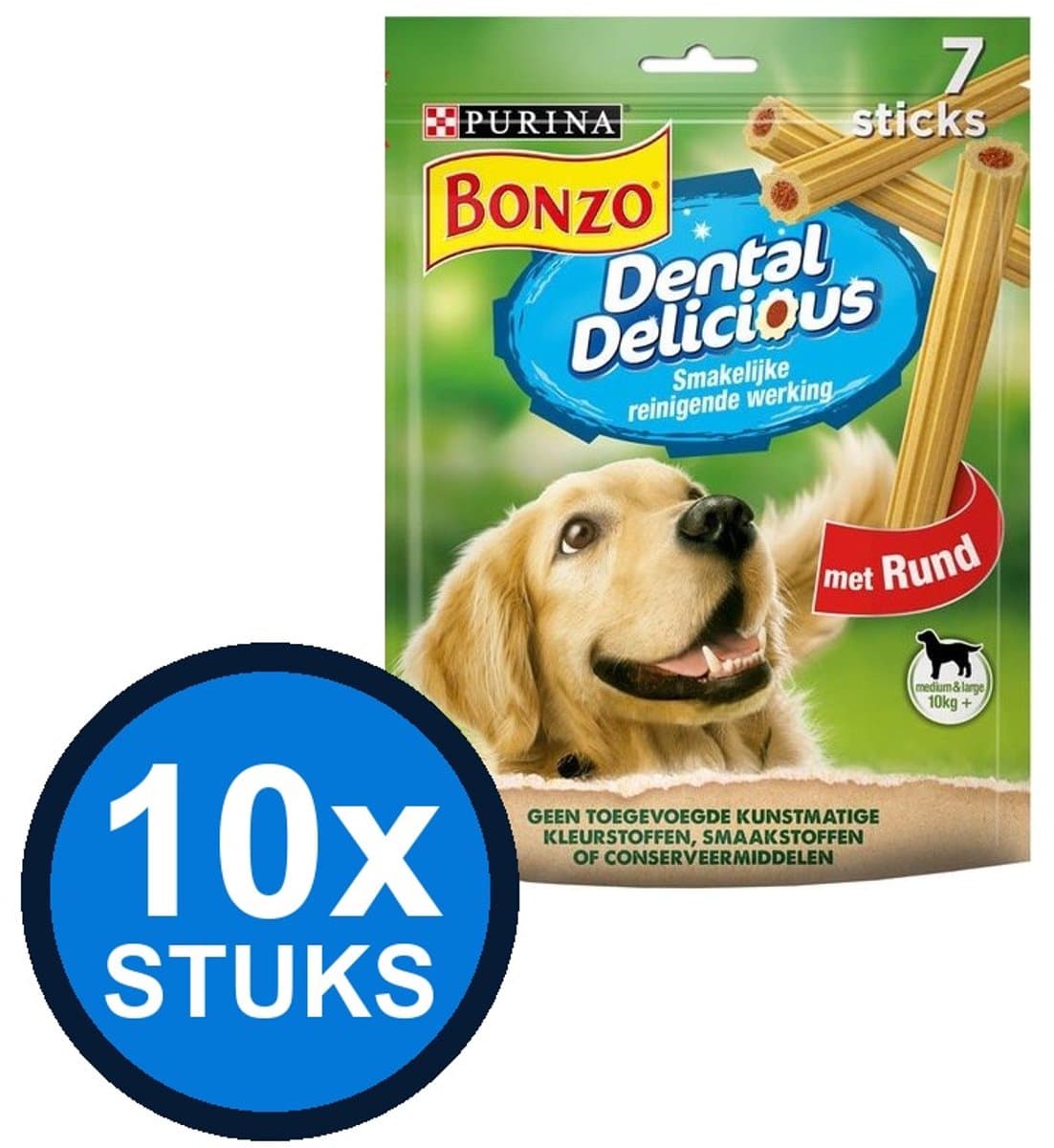 10x Bonzo - Dental Delicious Beef - Hondenvoer Snacks - 200 g