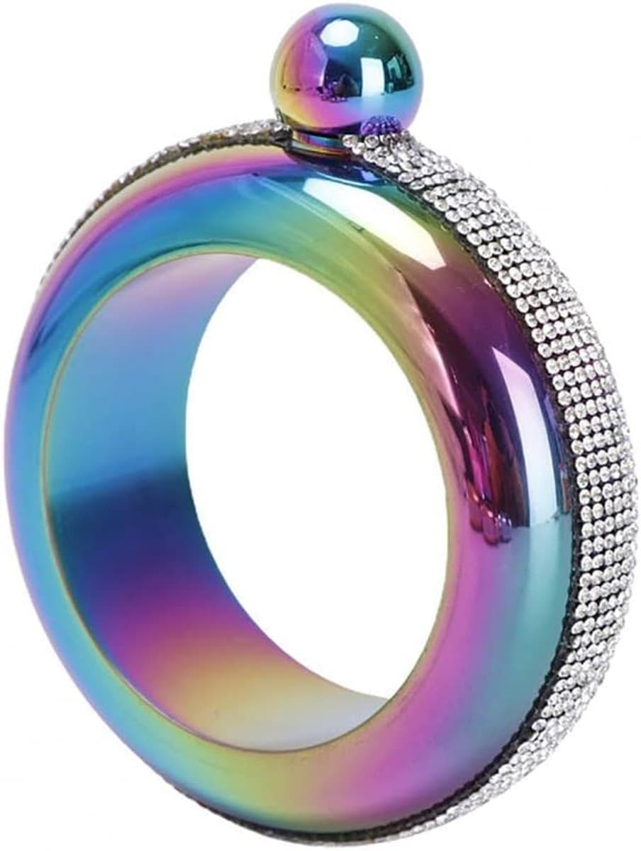 Bangle Flask, 3.5 oz gladde roestvrijstalen draagbare armband fles voor party outdoor activiteiten cadeau-ideeën - kleurrijke steentjes