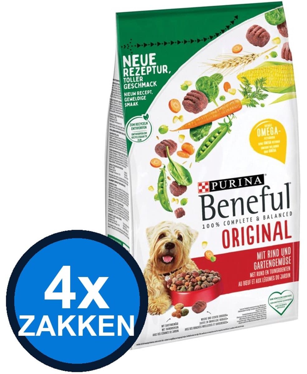 4x Beneful - Original Rund & Groenten - Hondenvoer Droogvoer - 1.4 kg