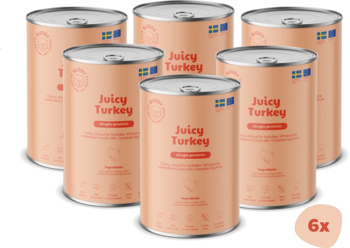 BUDDY natvoeding Juicy Turkey 400 gr. - per 6 stuks