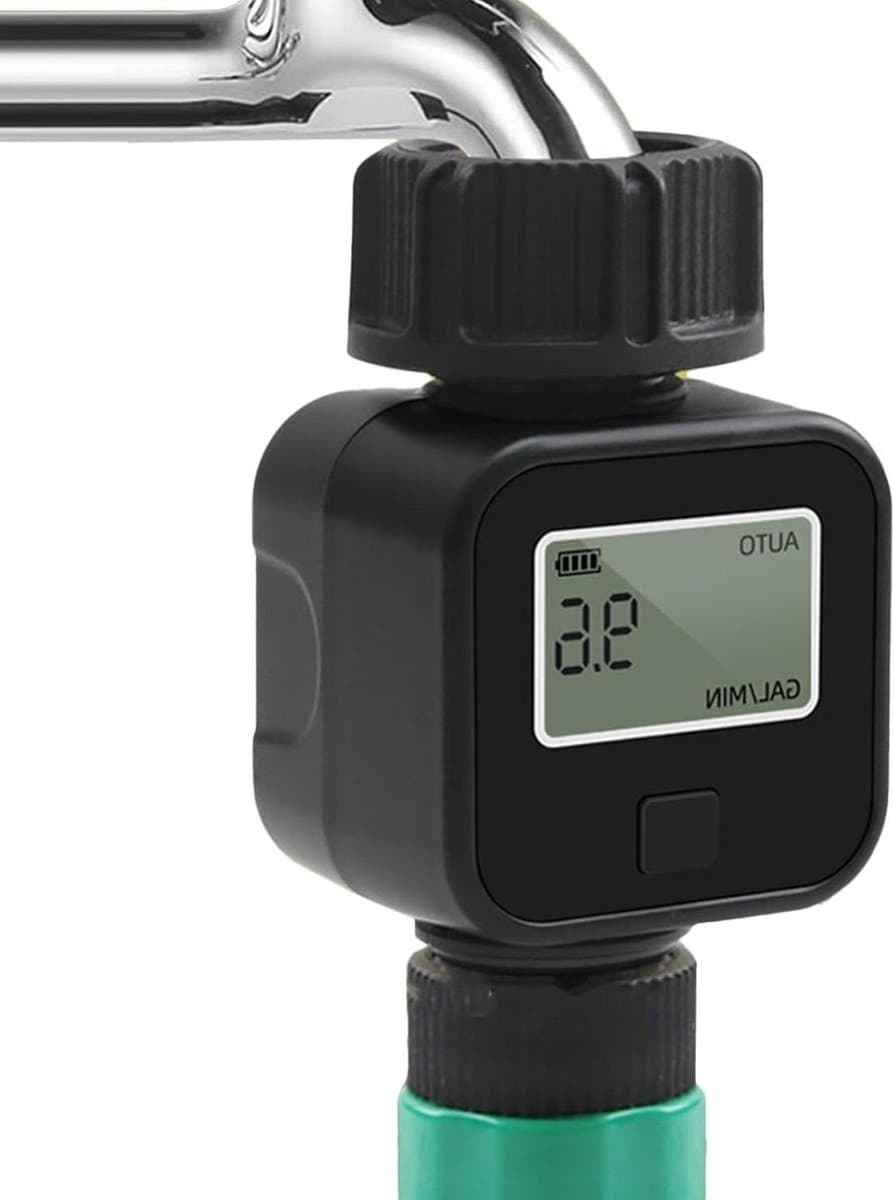 Tuinslang Watermeter - Waterstroom Monitor - Waterverbruik Meten - Contactloze Meting - 3/4 Inch - Zwart