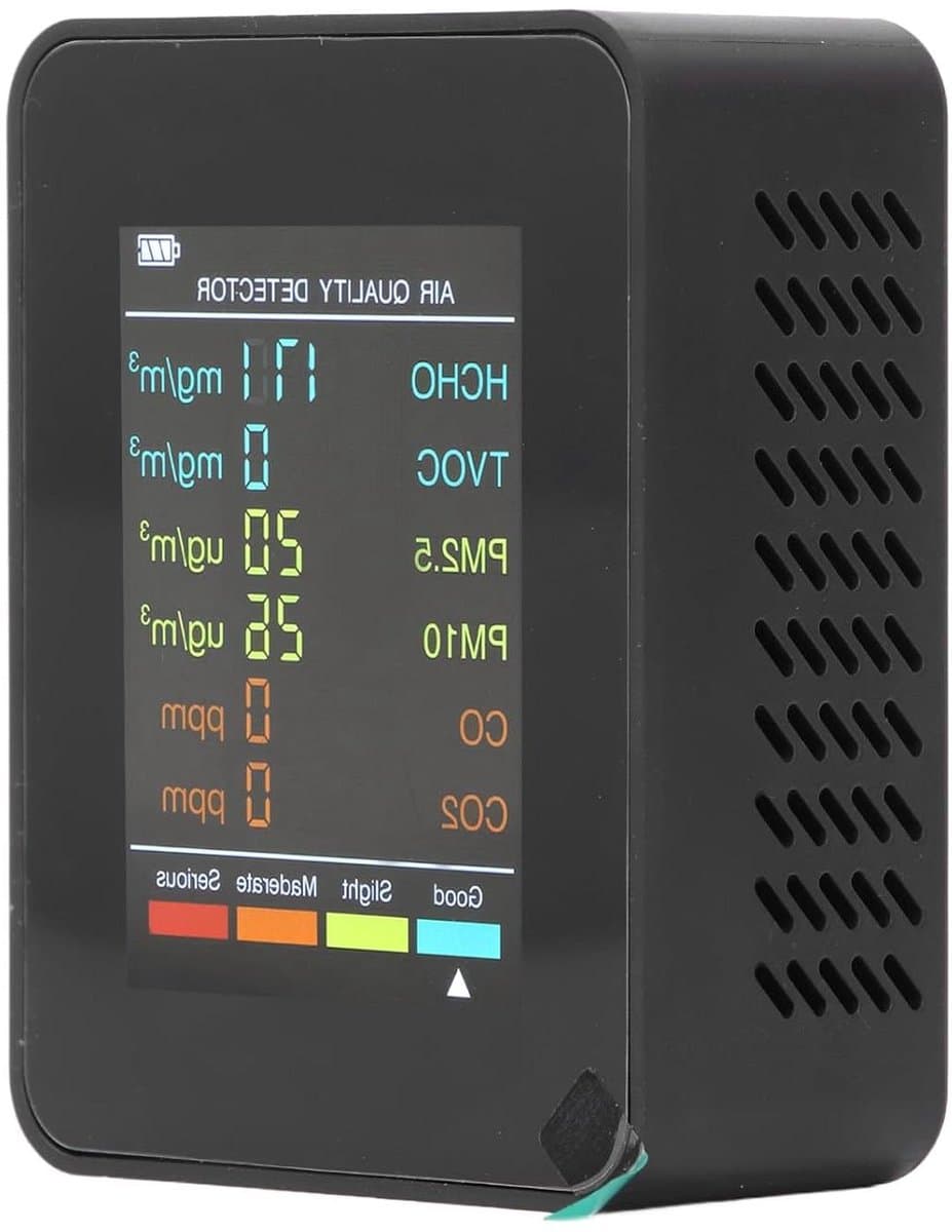 Luchtkwaliteitsmonitor - CO2 meter - Binnenlucht meten - Multifunctionele sensoren - LCD display - Wit