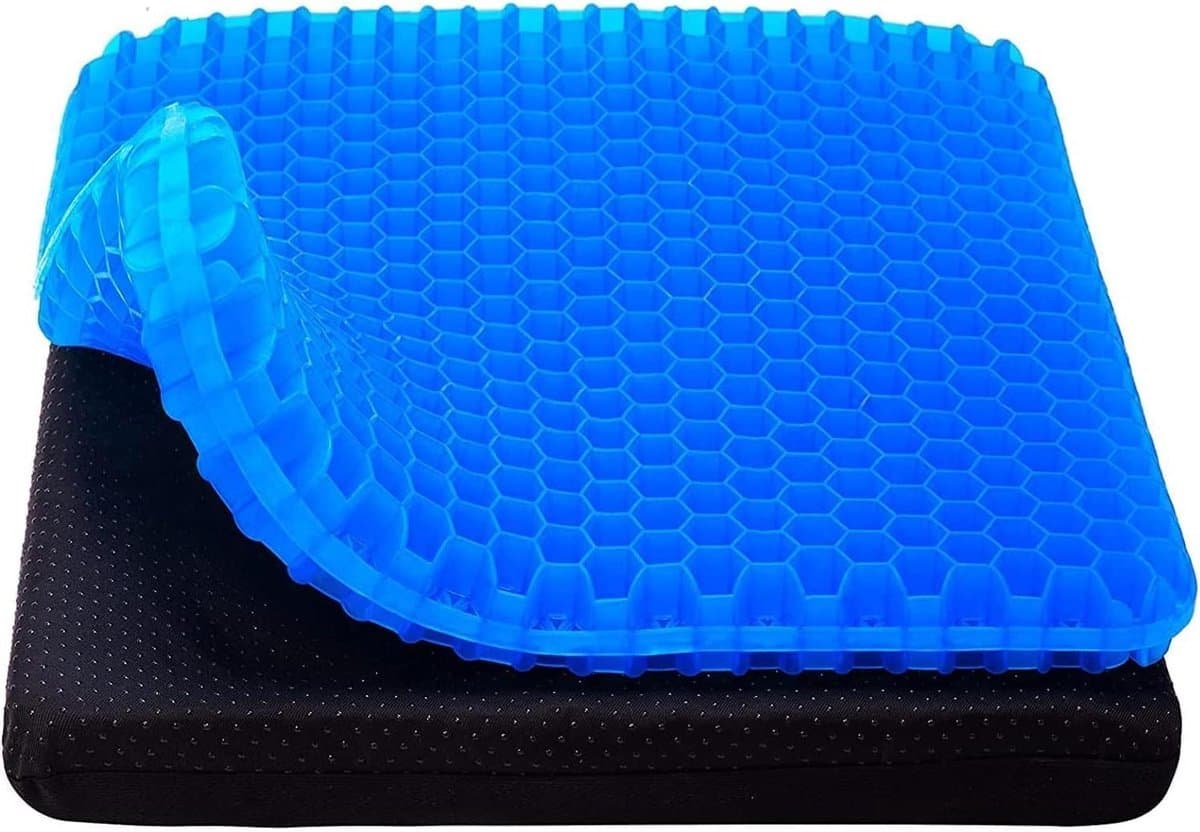 Zitkussen Gel - Honingraat Kussen - Comfortabel Zitten - Koelend Ademend Ontwerp - 50 x 50 cm - Blauw