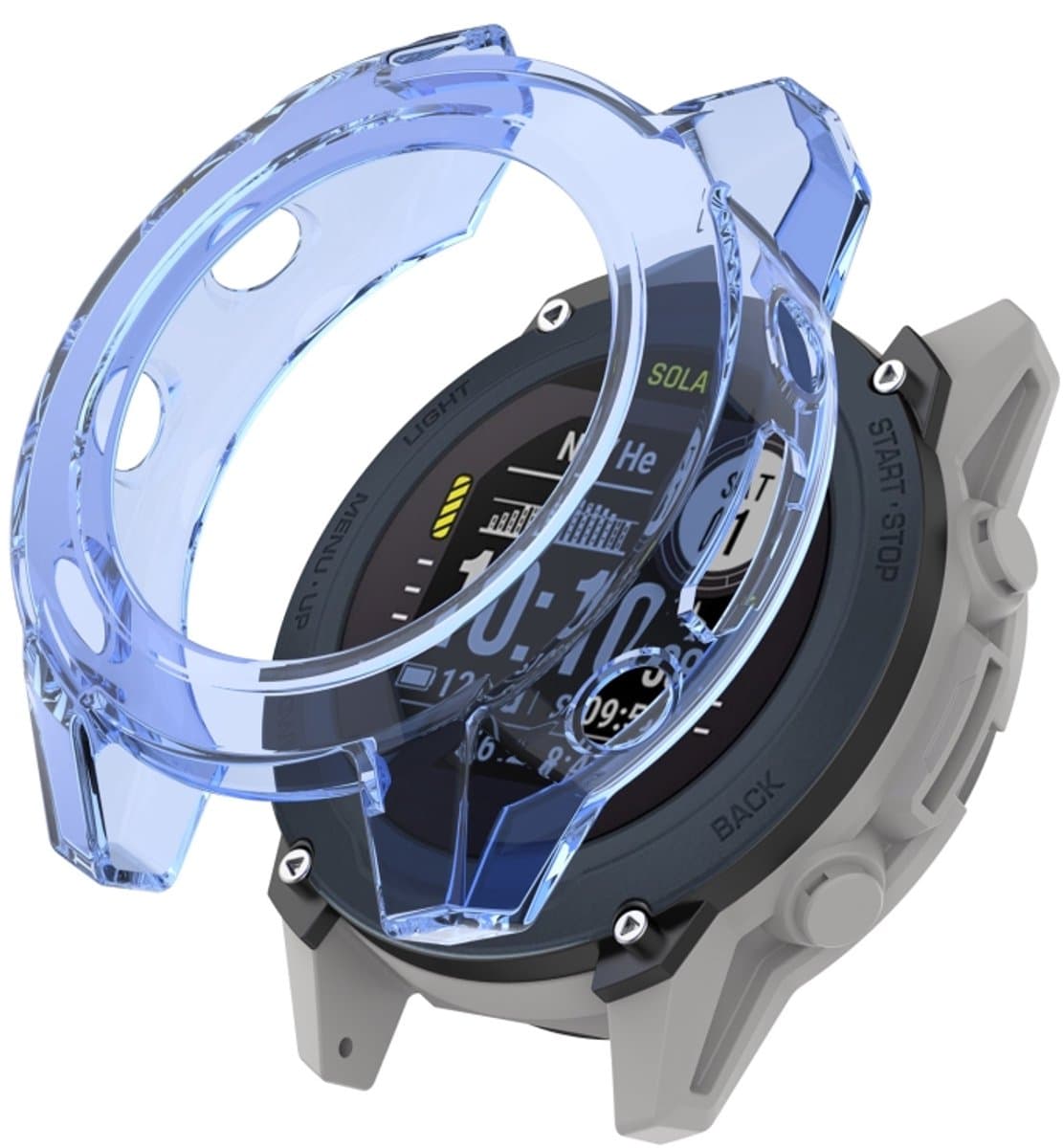 Voor Garmin Descent G1 Halve dekking uitgeholde TPU-horlogekast (transparant blauw)