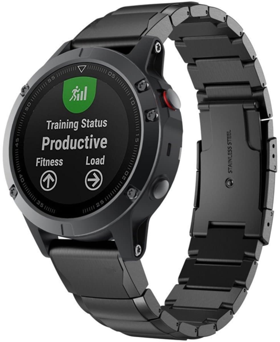 Snelle demontage stalen polsband horlogeband voor Garmin Fenix 5 x 26 mm (zwart)