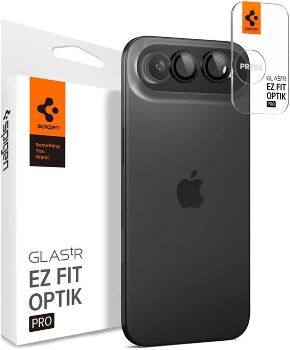 Spigen Optik Pro EZ Fit Lens Protector - Cameralens bescherming (2-pack) geschikt voor Apple iPhone Air - Zwart