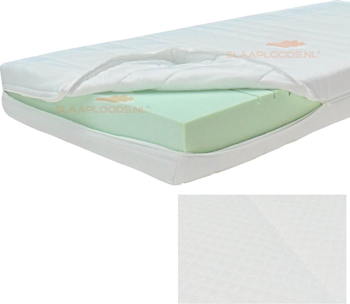 Slaaploods.nl Matrashoes Met Rits - Comfort - Anti Allergie - 140x200 cm - Hoogte 17 cm