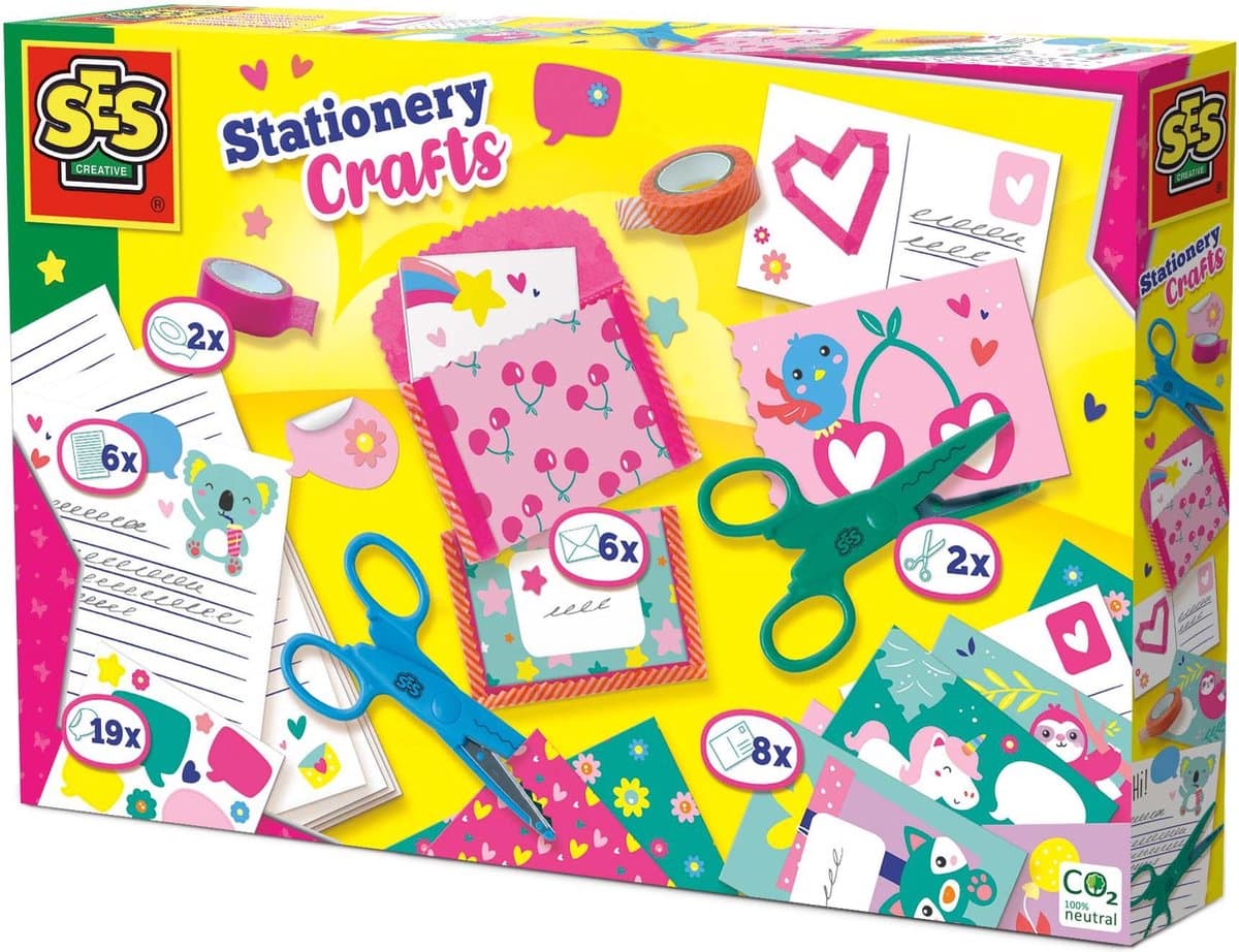 SES - Knutsel schrijfset - met kartelscharen en washi tape