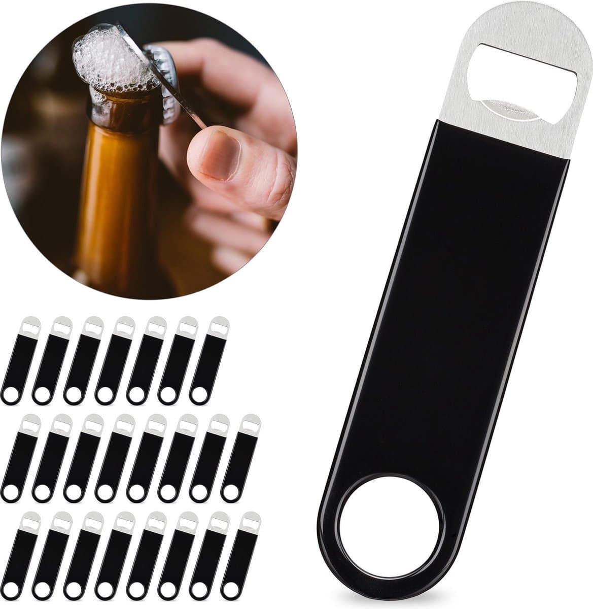 Relaxdays 24 x bieropener - flesopener bier - gastronomie - roestvrij staal - rvs opener