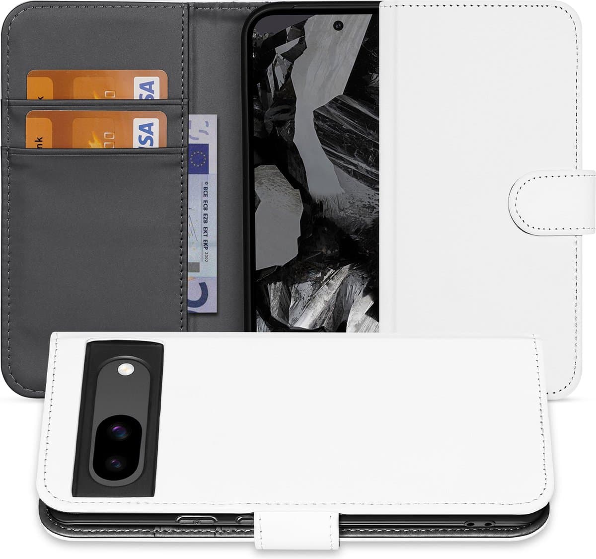 Book Case Telefoonhoesje Google Pixel 8A Wit met Pasjeshouder