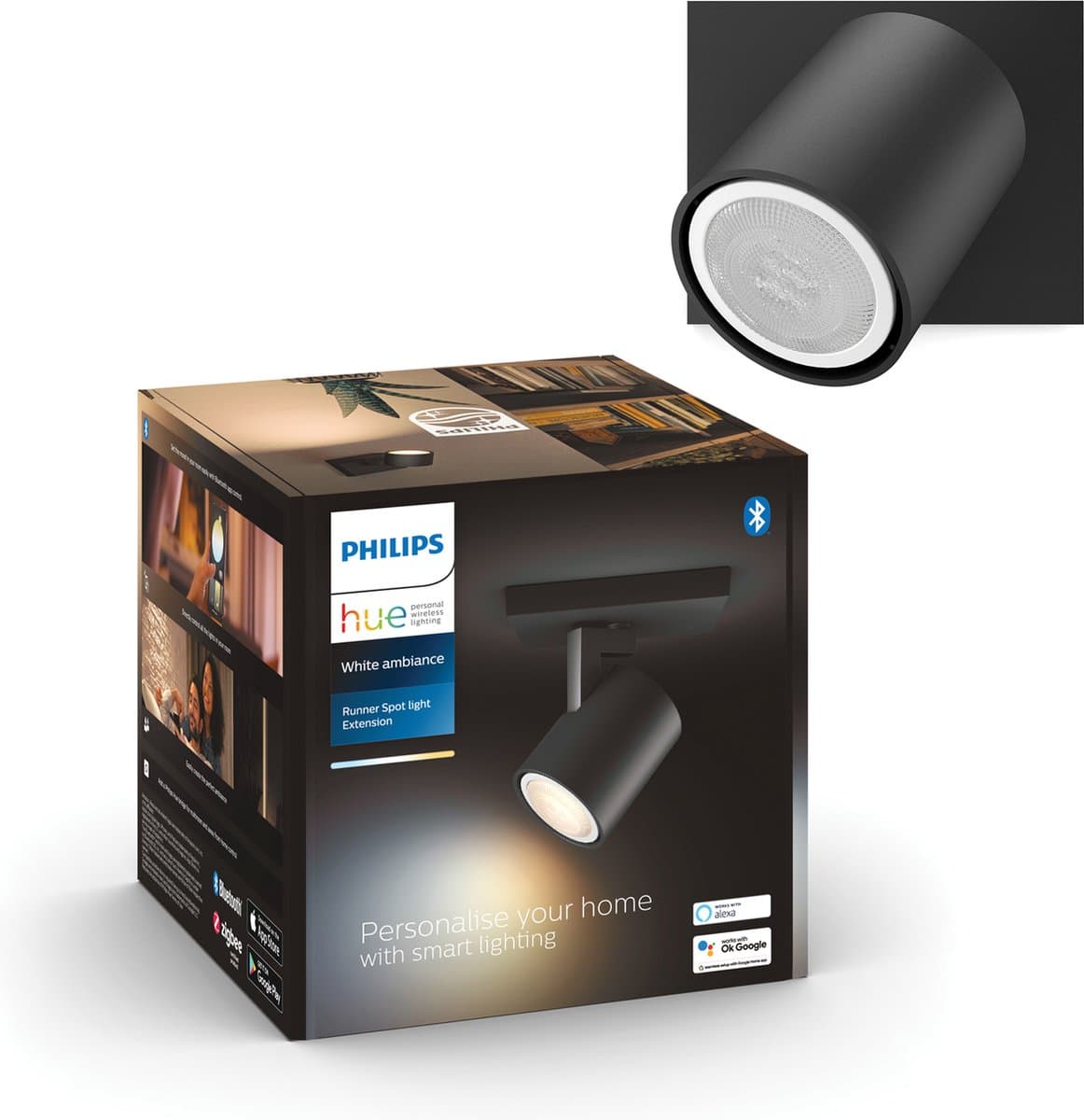 Philips Hue Runner opbouwspot White Ambiance - 1 Spots - Zwart