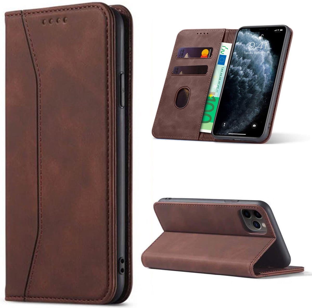 Hoesje geschikt voor Google Pixel 7 - Bookcase - Pasjeshouder - Portemonnee - Kunstleer - Donkerbruin
