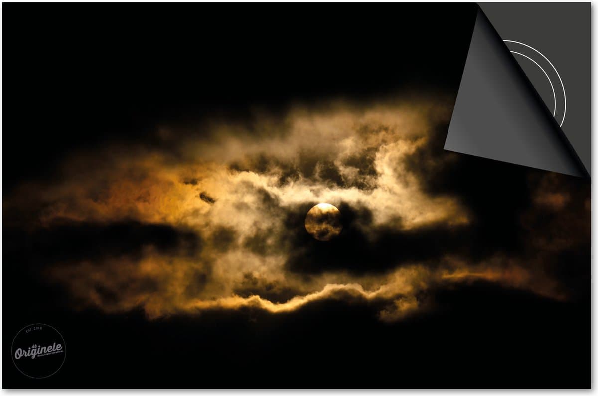 Inductie beschermer 71x52 - afdekplaat inductie mat - Dietrix Kookplaat beschermer - DELUXE - Black en Gold - Wolken goud zwart