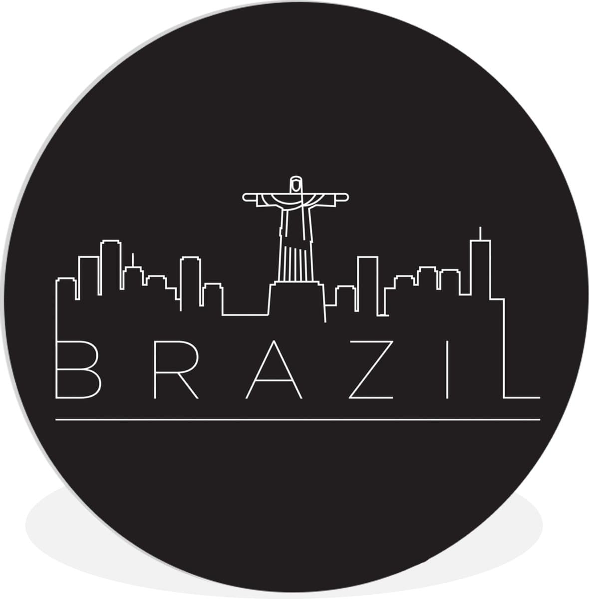WallCircle - Wandcirkel ⌀ 90 - Stadsaanzicht "Brazil" met een zwarte achtergrond - Ronde schilderijen woonkamer - Wandbord rond - Muurdecoratie cirkel - Kamer decoratie binnen - Wanddecoratie muurcirkel - Woonaccessoires