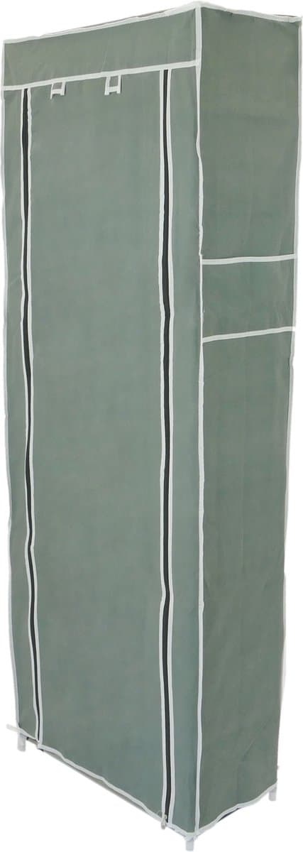 PrimeMatik - Garderobekast en schoenenrek in afneembare stof 60 x 30 x 160 cm grijs met roldeur