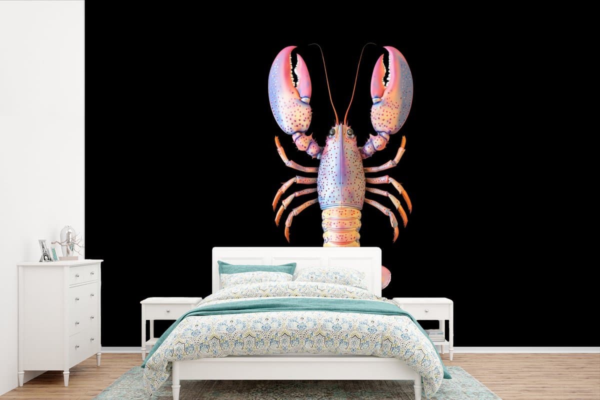 Behang - Fotobehang Kreeft - Roze - Zacht - Zwart - Breedte 360 cm x hoogte 240 cm
